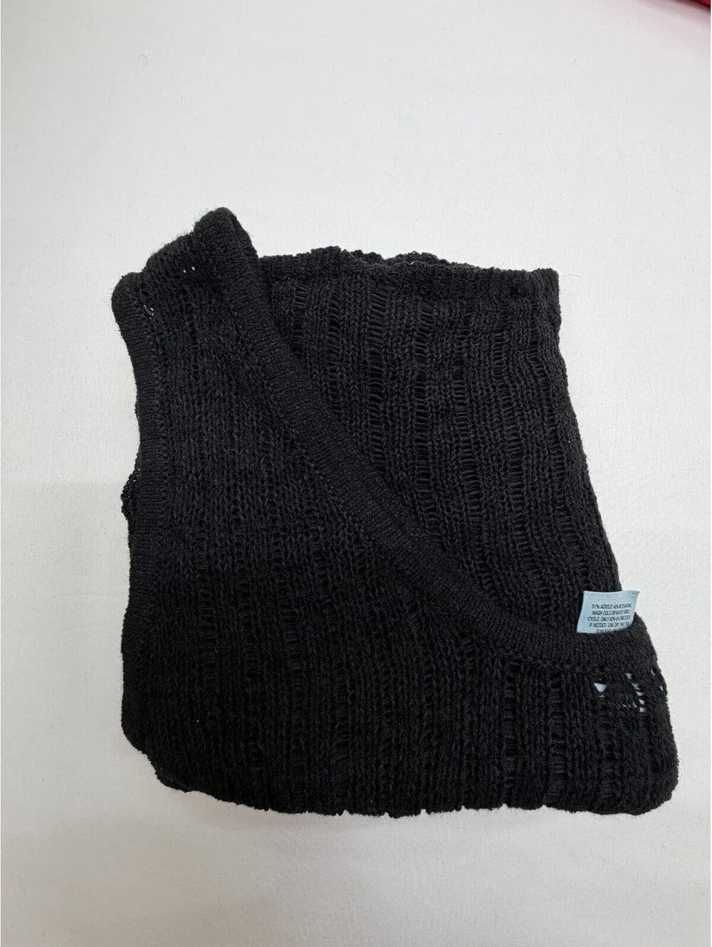 Shade & Shore Women's Cover Up Knit Pullover Sleeveless Scoop Neck Size S Black